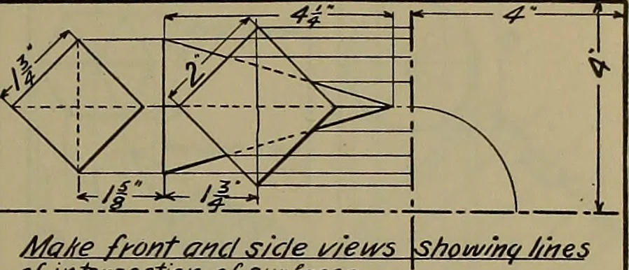 An illustration from Notes for mechanical drawing; arranged for the use of the students of the Mechanic arts high school and the Evening school of trades, 1904, leaf 28