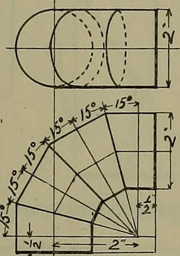 An illustration from Notes for mechanical drawing; arranged for the use of the students of the Mechanic arts high school and the Evening school of trades, 1904, leaf 32