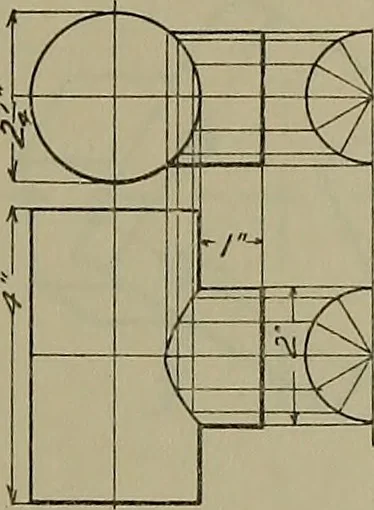 An illustration from Notes for mechanical drawing; arranged for the use of the students of the Mechanic arts high school and the Evening school of trades, 1904, leaf 32