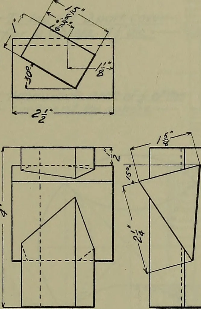 An illustration from Notes for mechanical drawing; arranged for the use of the students of the Mechanic arts high school and the Evening school of trades, 1904, leaf 34