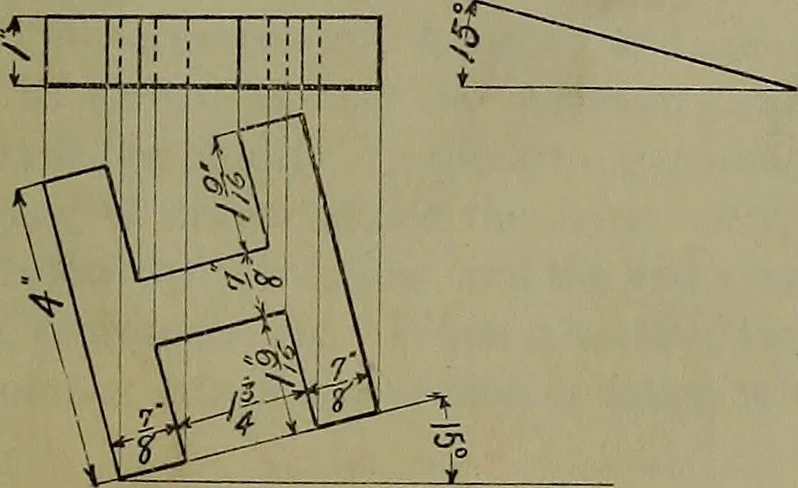 An illustration from Notes for mechanical drawing; arranged for the use of the students of the Mechanic arts high school and the Evening school of trades, 1904, leaf 62