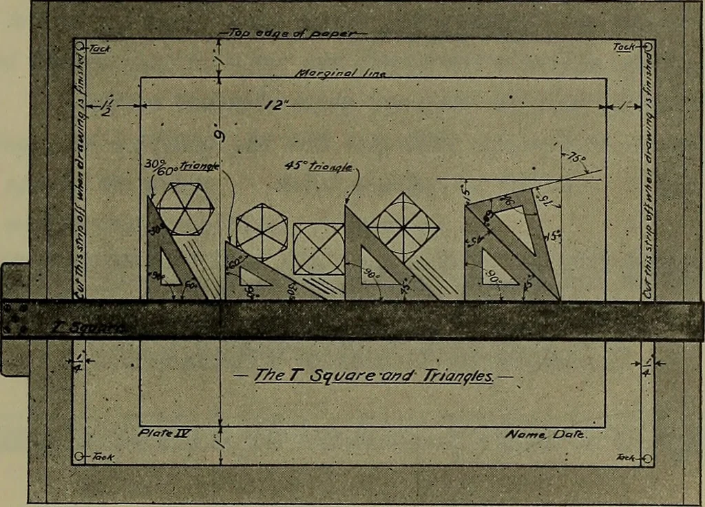 An illustration from Notes for mechanical drawing; arranged for the use of the students of the Mechanic arts high school and the Evening school of trades, 1904, leaf 8