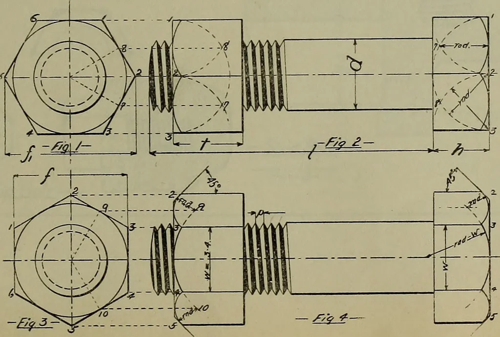 An illustration from Notes for mechanical drawing; arranged for the use of the students of the Mechanic arts high school and the Evening school of trades, 1904, leaf 86