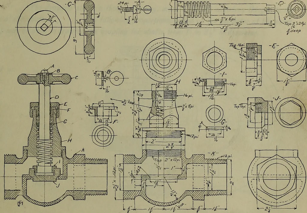 An illustration from Notes for mechanical drawing; arranged for the use of the students of the Mechanic arts high school and the Evening school of trades, 1904, leaf 94
