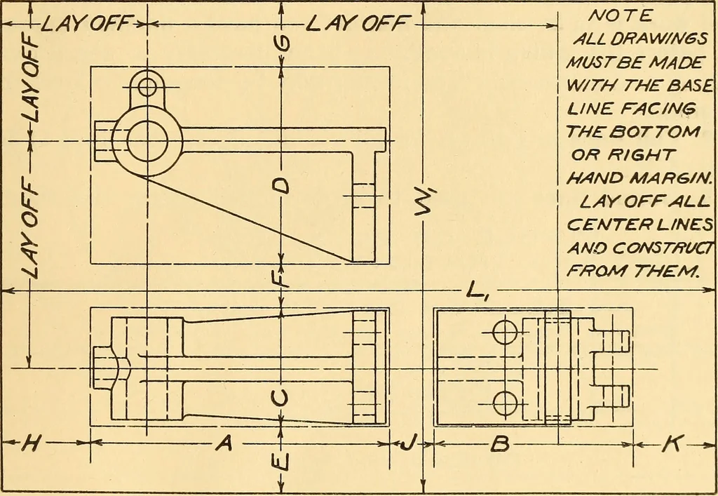 An illustration from Notes on mechanical drawing;, 1912, leaf 14