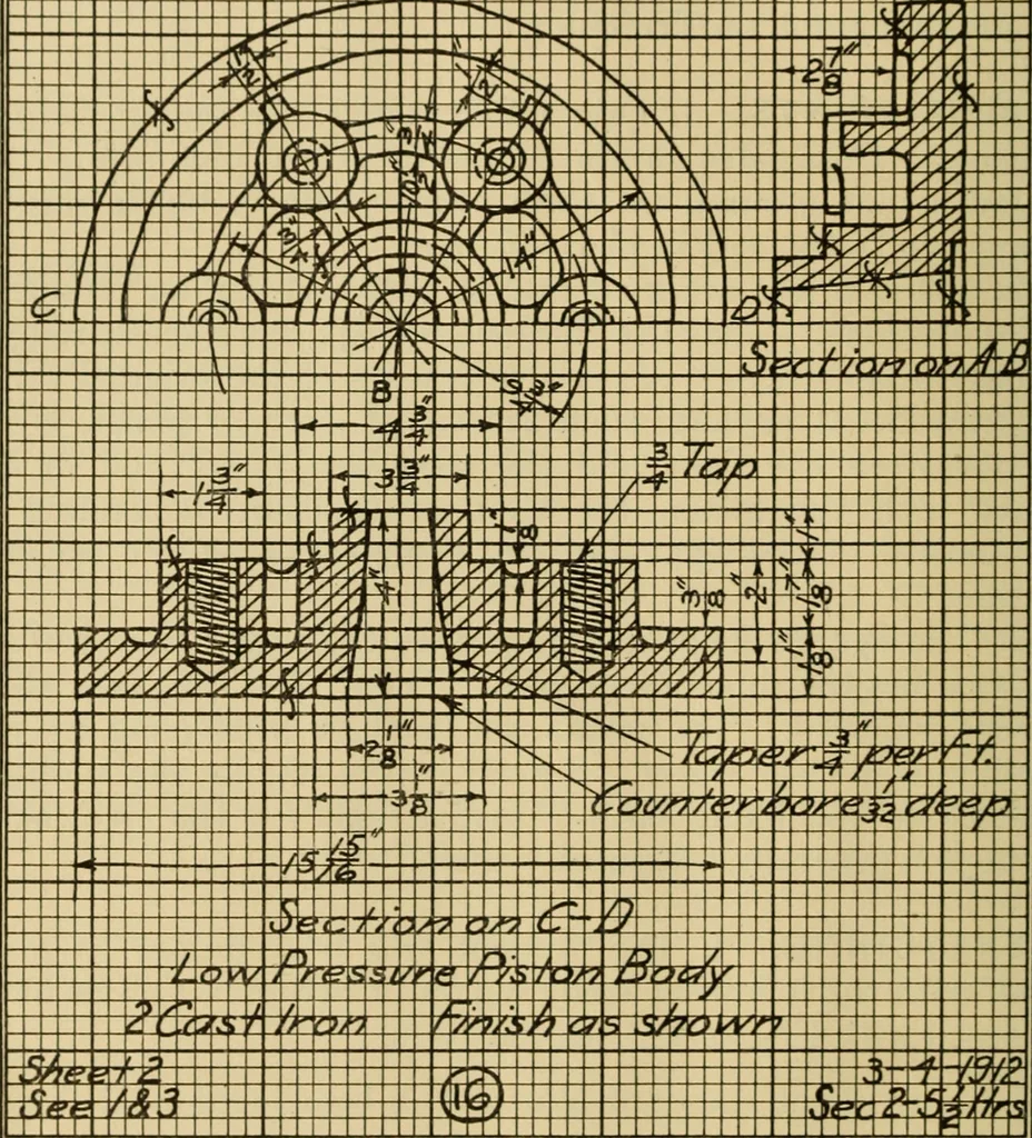 An illustration from Notes on mechanical drawing;, 1912, leaf 45