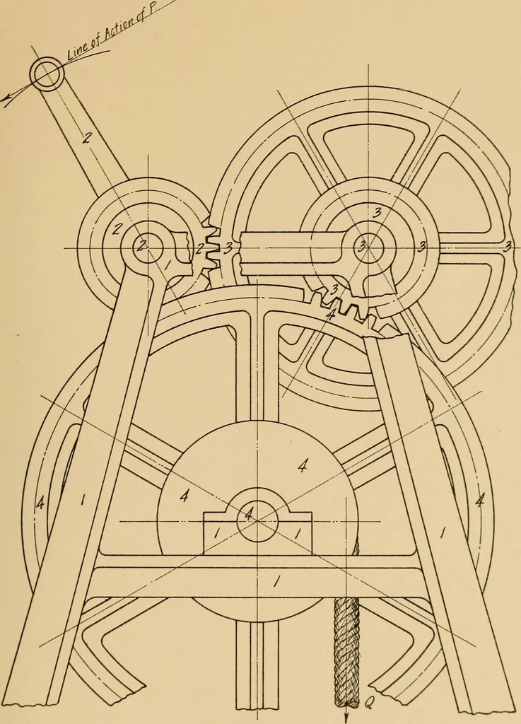 An illustration from Notes on mechanical drawing, graphic statics, machine design, and kinematics, 1909, leaf 154
