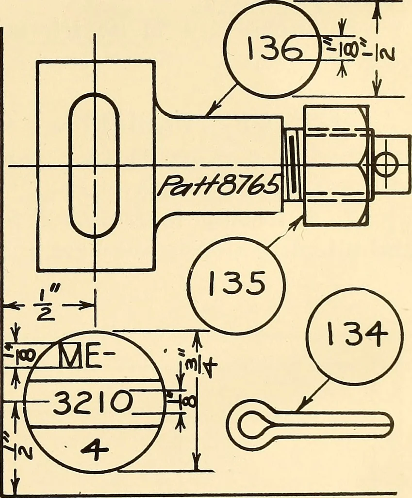 An illustration from Notes on mechanical drawing, 1916, leaf 10