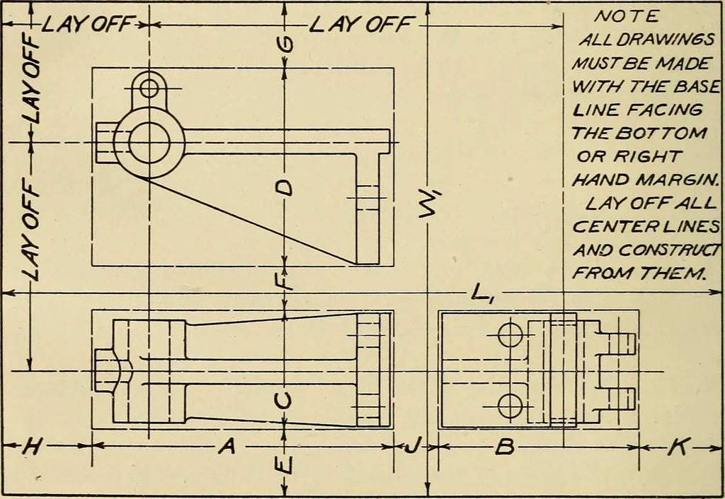 An illustration from Notes on mechanical drawing, 1916, leaf 17