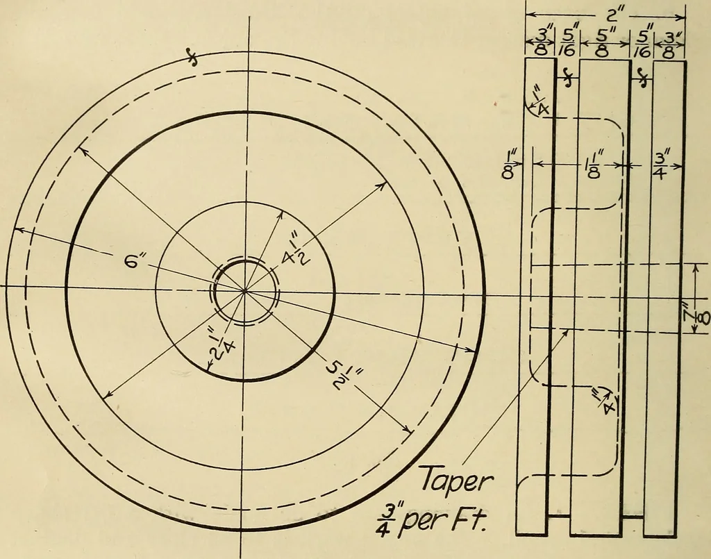 An illustration from Notes on mechanical drawing, 1916, leaf 19