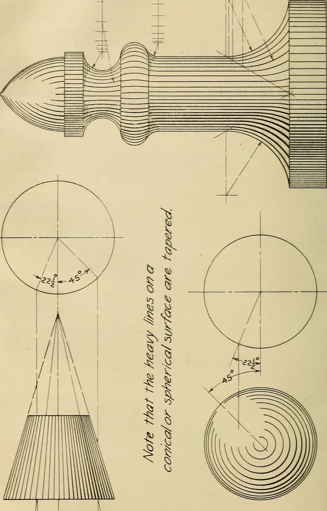 An illustration from Notes on mechanical drawing, 1916, leaf 35