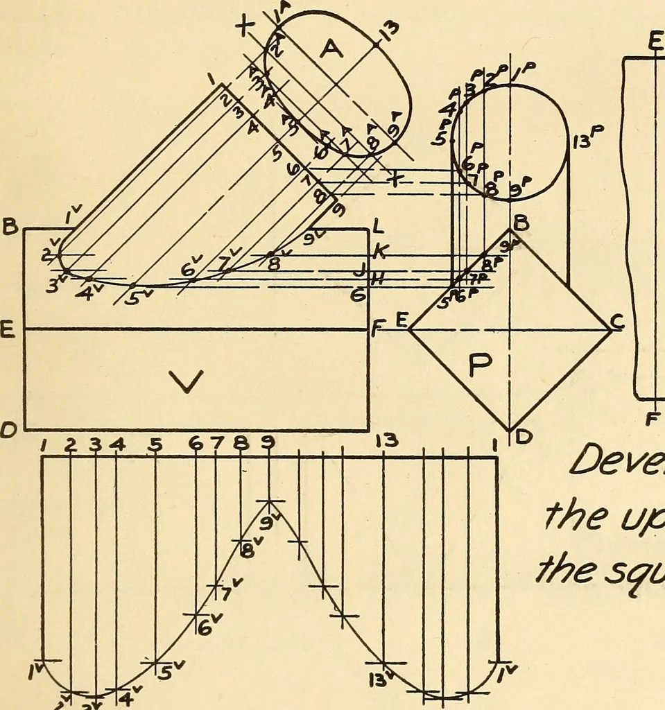 An illustration from Notes on mechanical drawing, 1916, leaf 42