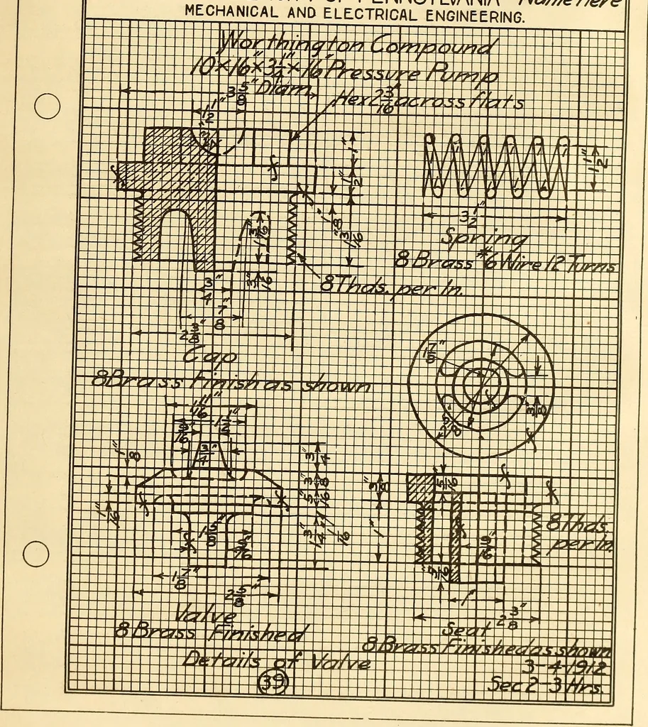 An illustration from Notes on mechanical drawing, 1916, leaf 50