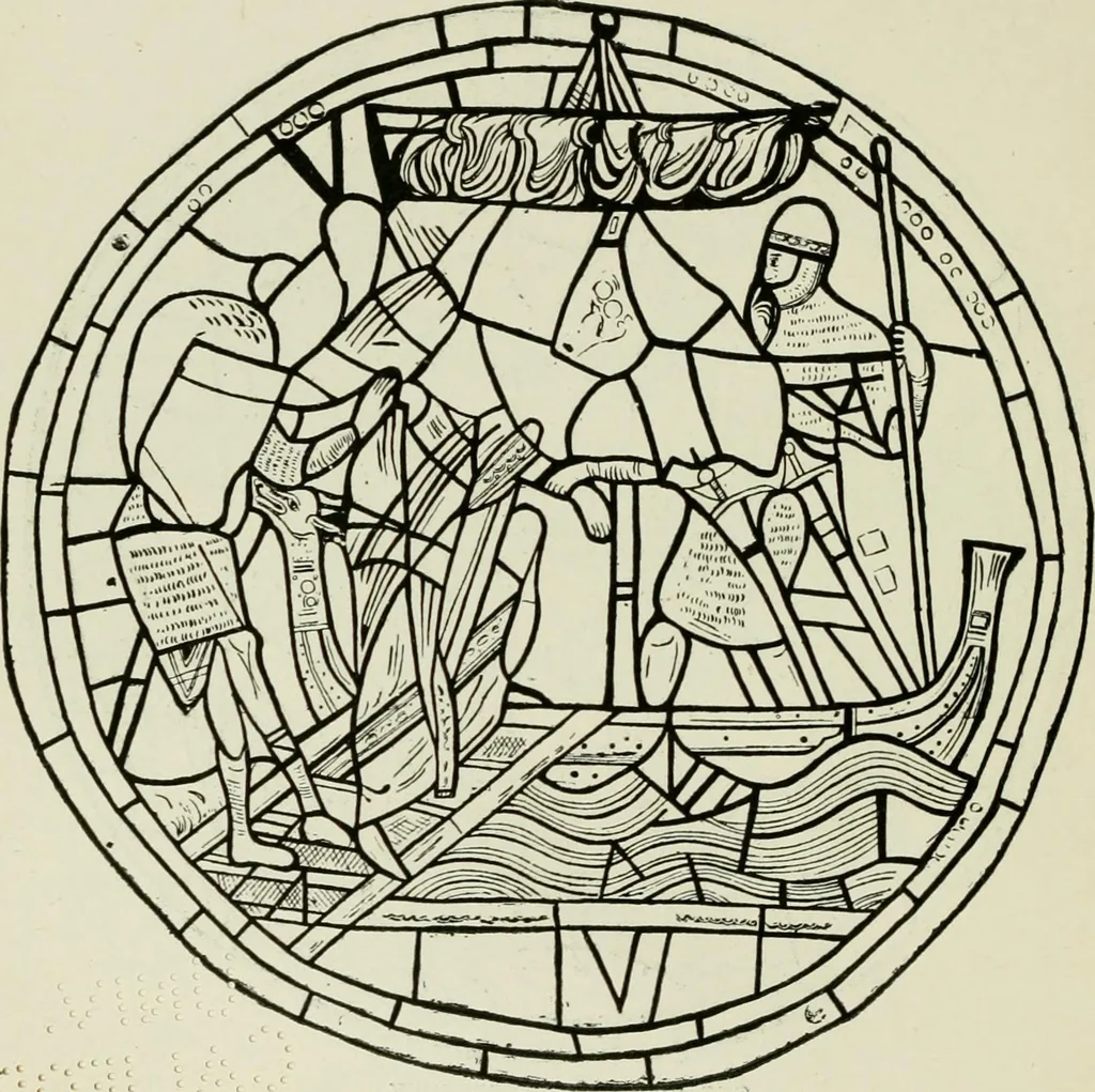 An illustration from Notes on the painted glass of Canterbury Cathedral, 1897, leaf 43