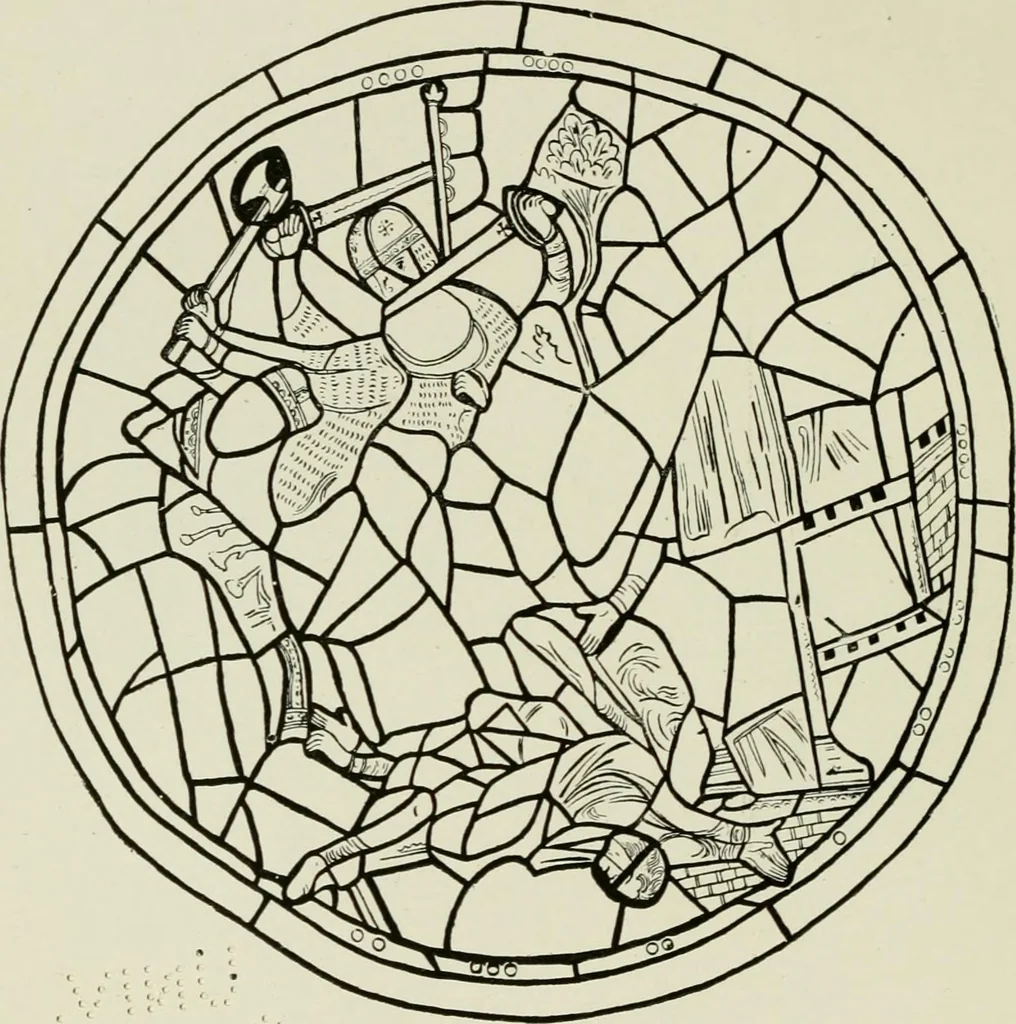 An illustration from Notes on the painted glass of Canterbury Cathedral, 1897, leaf 45