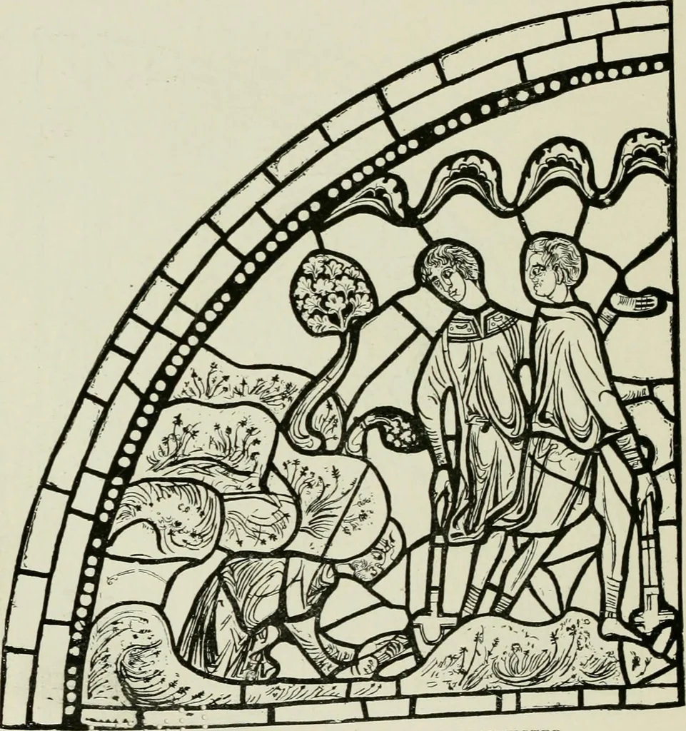 An illustration from Notes on the painted glass of Canterbury Cathedral, 1897, leaf 85