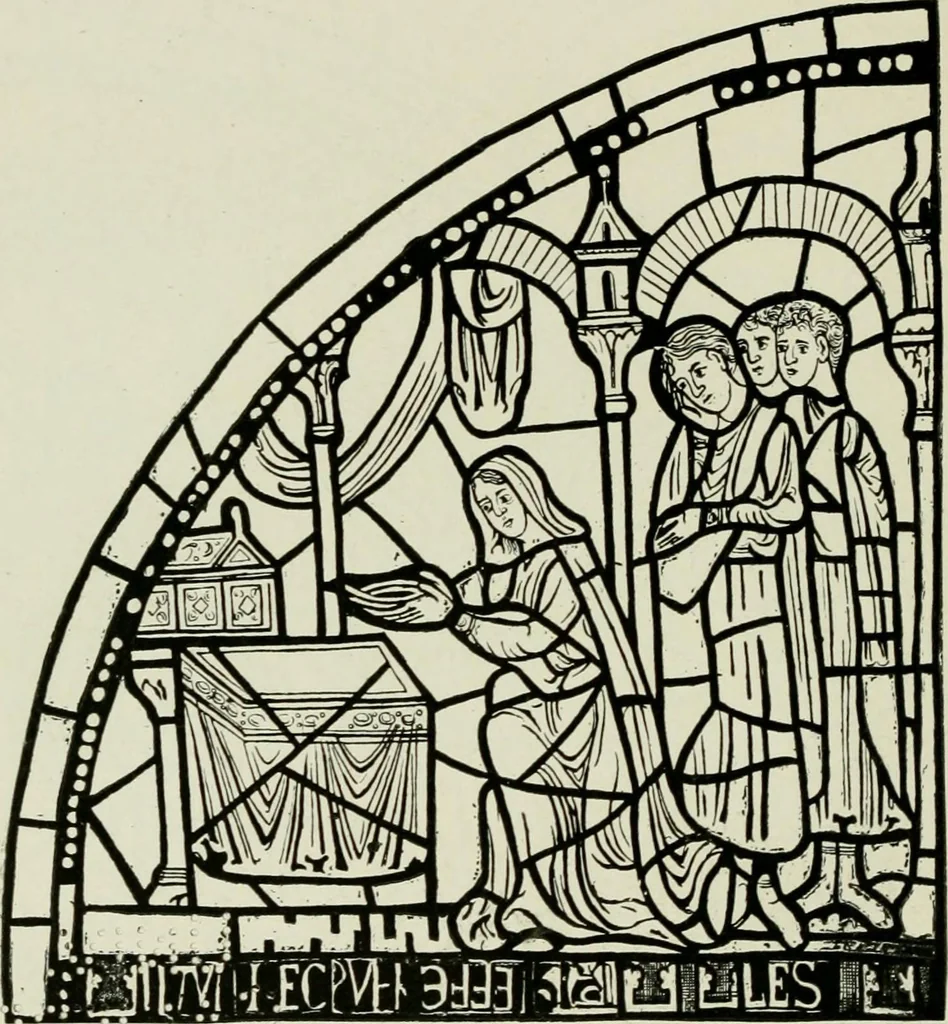An illustration from Notes on the painted glass of Canterbury Cathedral, 1897, leaf 93