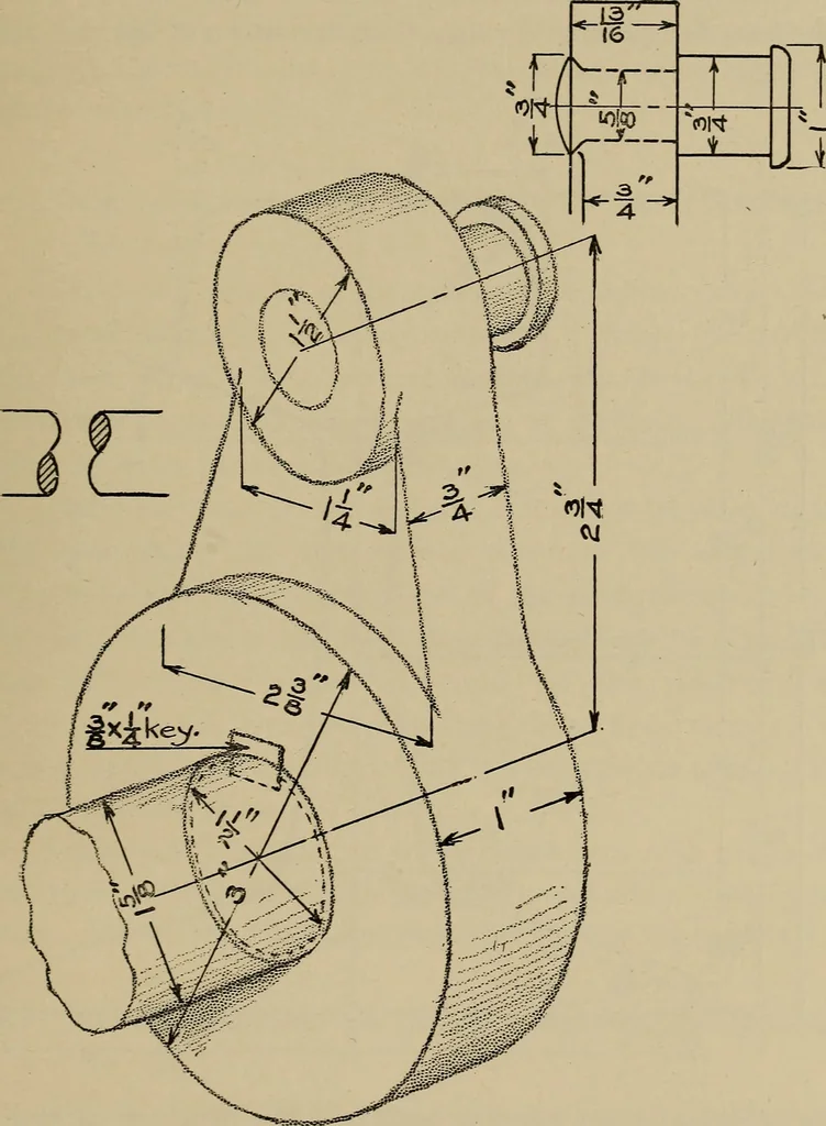 An illustration from Notes on practical mechanical drawing, written for the use of the students in general engineering drawing in the University of Illinois, 1907, leaf 38