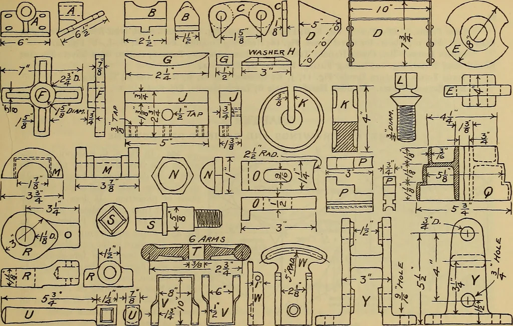 An illustration from Notes on technical sketching and free hand lettering for engineering students, 1909, leaf 102