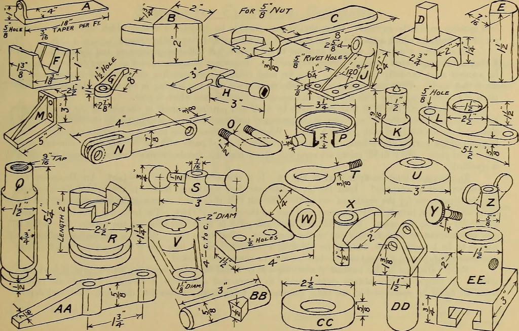 An illustration from Notes on technical sketching and free hand lettering for engineering students, 1909, leaf 82