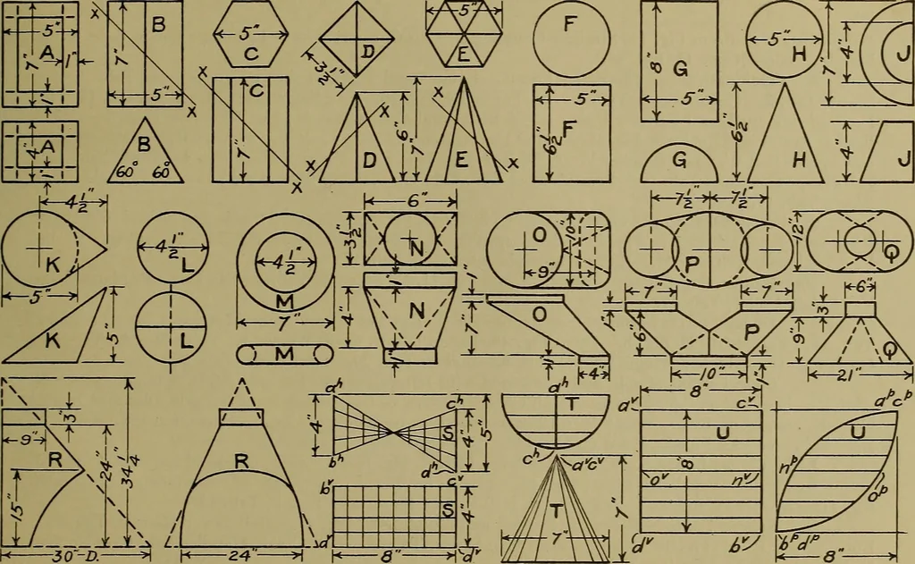 An illustration from Notes on technical sketching and free hand lettering for engineering students, 1912, leaf 106