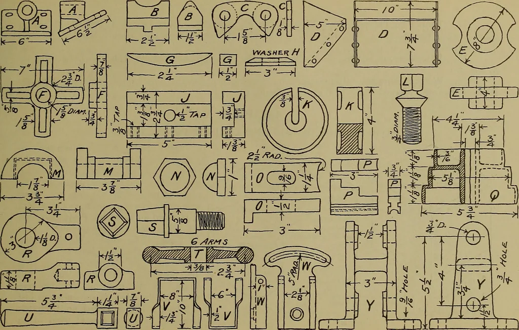 An illustration from Notes on technical sketching and free hand lettering for engineering students, 1912, leaf 108