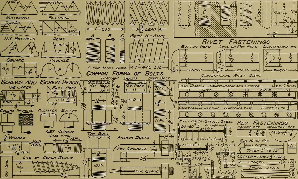 An illustration from Notes on technical sketching and free hand lettering for engineering students, 1912, leaf 38