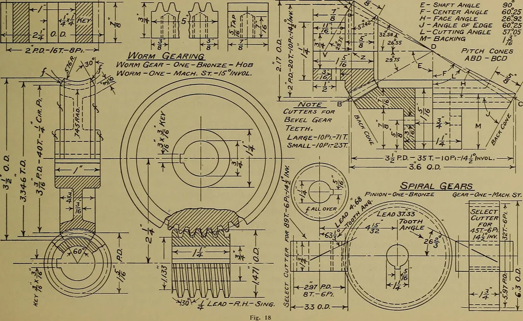 An illustration from Notes on technical sketching and free hand lettering for engineering students, 1912, leaf 54