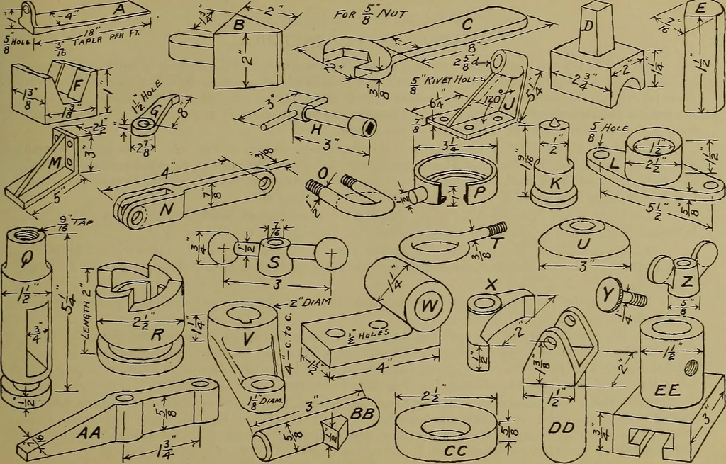 An illustration from Notes on technical sketching and free hand lettering for engineering students, 1912, leaf 84