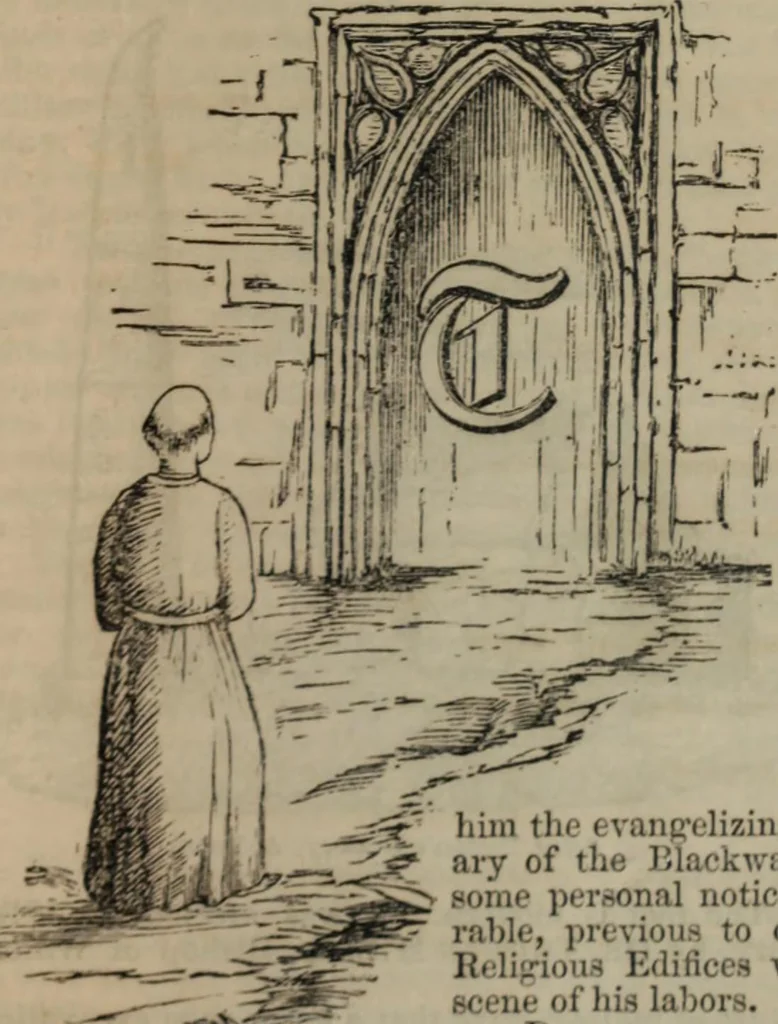 An illustration from Notes and records of the ancient religious foundations, at Youghal Co. Cork, and its vicinity, 1854, leaf 12
