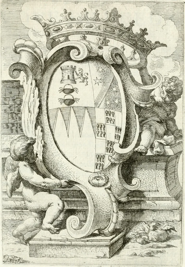 An illustration from Noticias fvnebres de las magestvosas exeqvias que hizo la felicissima Ciudad de Palermo, cabeça coronada de Sicilia en la mverte de Maria Lvysa de Borbon Nvestra Señora Reyna de las Españas de orden del excelentissimo Señor Dvqve de Vzeda, Virrey, y Capitan General deste Reyno, execvtada por el ilvstre D. Lvys Riggio, 1689, leaf 10