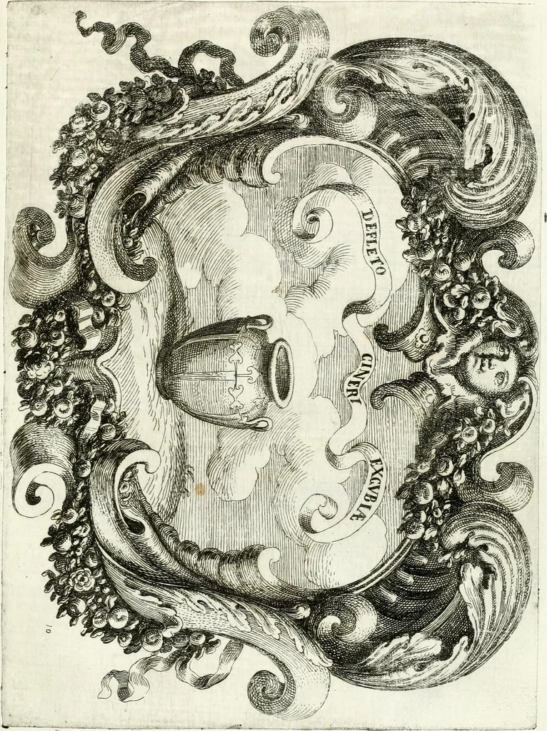 An illustration from Noticias fvnebres de las magestvosas exeqvias que hizo la felicissima Ciudad de Palermo, cabeça coronada de Sicilia en la mverte de Maria Lvysa de Borbon Nvestra Señora Reyna de las Españas de orden del excelentissimo Señor Dvqve de Vzeda, Virrey, y Capitan General deste Reyno, execvtada por el ilvstre D. Lvys Riggio, 1689, leaf 108