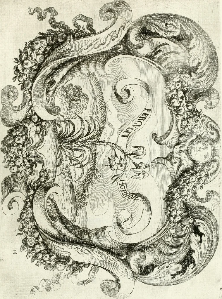 An illustration from Noticias fvnebres de las magestvosas exeqvias que hizo la felicissima Ciudad de Palermo, cabeça coronada de Sicilia en la mverte de Maria Lvysa de Borbon Nvestra Señora Reyna de las Españas de orden del excelentissimo Señor Dvqve de Vzeda, Virrey, y Capitan General deste Reyno, execvtada por el ilvstre D. Lvys Riggio, 1689, leaf 124