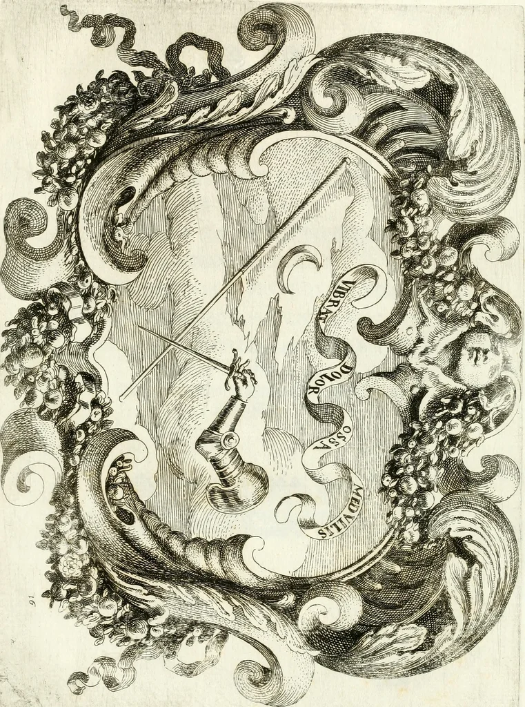 An illustration from Noticias fvnebres de las magestvosas exeqvias que hizo la felicissima Ciudad de Palermo, cabeça coronada de Sicilia en la mverte de Maria Lvysa de Borbon Nvestra Señora Reyna de las Españas de orden del excelentissimo Señor Dvqve de Vzeda, Virrey, y Capitan General deste Reyno, execvtada por el ilvstre D. Lvys Riggio, 1689, leaf 132