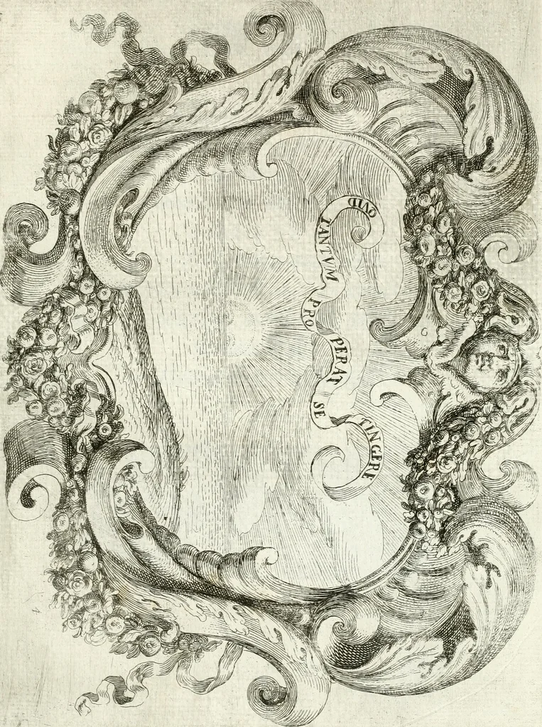 An illustration from Noticias fvnebres de las magestvosas exeqvias que hizo la felicissima Ciudad de Palermo, cabeça coronada de Sicilia en la mverte de Maria Lvysa de Borbon Nvestra Señora Reyna de las Españas de orden del excelentissimo Señor Dvqve de Vzeda, Virrey, y Capitan General deste Reyno, execvtada por el ilvstre D. Lvys Riggio, 1689, leaf 84