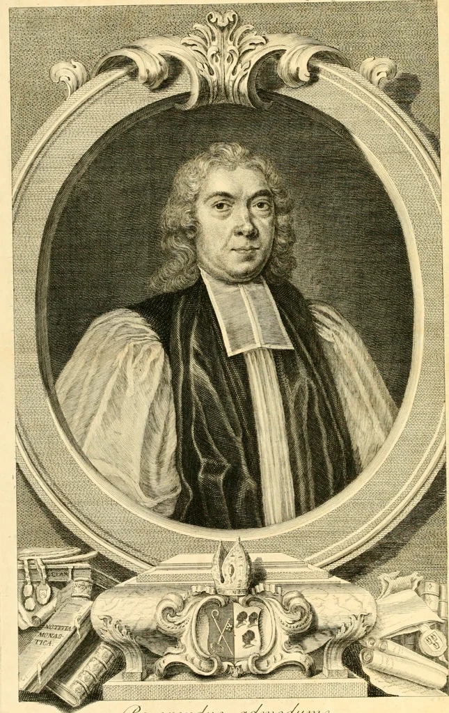 An illustration from Notitia monastica: or, an account of all the abbies, priories, and houses of friers, heretofore in England and Wales; and also of all the colleges and hospitals founded before A.D. MDXL. By the Right Reverend Doctor Thomas Tanner, late Lord Bishop of St. Asaph ; published by John Tanner ... .., 1744, leaf 3