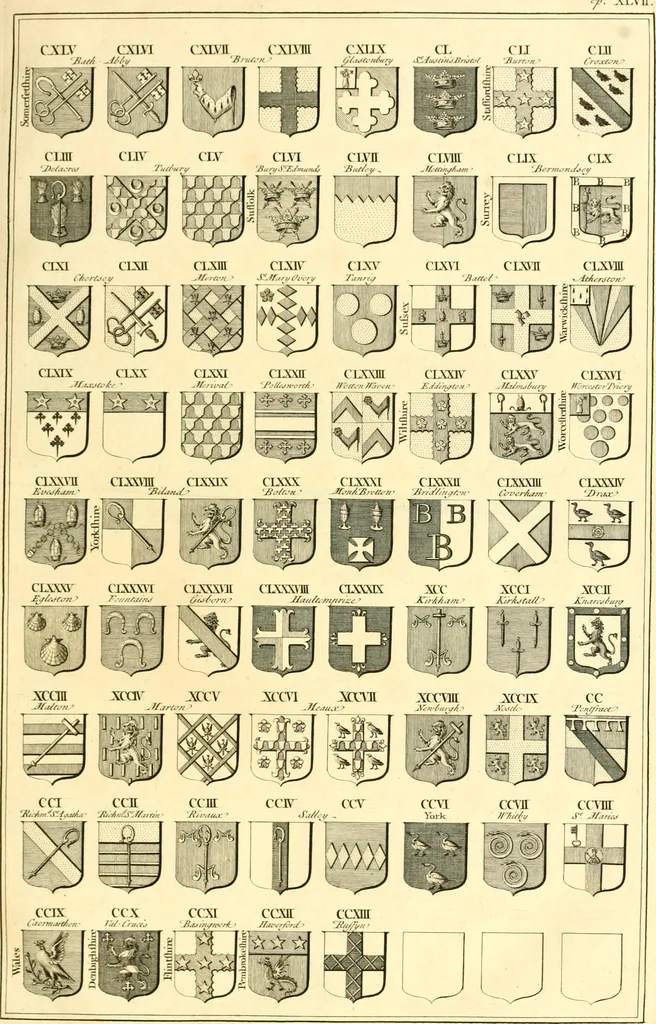 An illustration from Notitia monastica: or, an account of all the abbies, priories, and houses of friers, heretofore in England and Wales; and also of all the colleges and hospitals founded before A.D. MDXL. By the Right Reverend Doctor Thomas Tanner, late Lord Bishop of St. Asaph ; published by John Tanner ... .., 1744, leaf 56