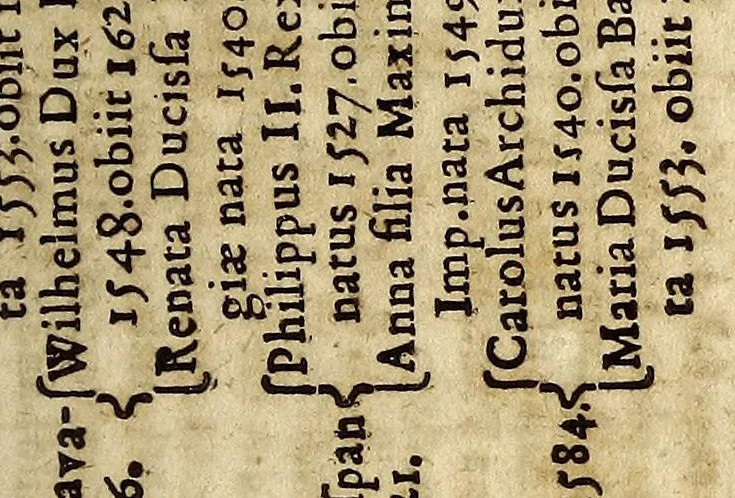 An illustration from Notitia S.R.I. principum. Genealogica & stemmatographica. Ad historiæ statúsque hodierni cognitionem plurimúm faciens. : Cui externorum item regum & principum aliquot similis cognitio accedit., 1658, leaf 513