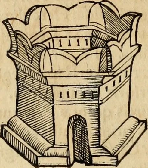 An illustration from Notitia vtraqve cvm orientis tvm occidentis vltra Arcadii Honoriiqve Cæsarvm tempora, illustre uetustatis monumentum, imò thesaurus prorsum incomparabilis : Præcedit aute D. Andreæ Alciati libellus, De magistratib. ciuilibusq; ac militaribus officijs, partim ex hac ipsa Notitia, partim aliunde desumptus : cvi succedit Descriptio urbis Romæ, quæ sub titulo Pub. Victoris circumfertur : & altera urbis Constantinopolitanæ incerto autore, nunquã antehac typis excusa, imperialium uidelicet ac primariaru sedium utriusq reipub : svbiungitur Notitiis uetustus liber De rebvs bellicis ad Theodosium Aug & filios eius Arcadium atq; Honorium, ut uidetur, scriptus incerto autore : item, ne quid de antiquo exemplari omitteretur, Disputatio Adriani Aug. & Epicteti philosophi, 1552, leaf 101