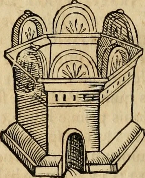An illustration from Notitia vtraqve cvm orientis tvm occidentis vltra Arcadii Honoriiqve Cæsarvm tempora, illustre uetustatis monumentum, imò thesaurus prorsum incomparabilis : Præcedit aute D. Andreæ Alciati libellus, De magistratib. ciuilibusq; ac militaribus officijs, partim ex hac ipsa Notitia, partim aliunde desumptus : cvi succedit Descriptio urbis Romæ, quæ sub titulo Pub. Victoris circumfertur : & altera urbis Constantinopolitanæ incerto autore, nunquã antehac typis excusa, imperialium uidelicet ac primariaru sedium utriusq reipub : svbiungitur Notitiis uetustus liber De rebvs bellicis ad Theodosium Aug & filios eius Arcadium atq; Honorium, ut uidetur, scriptus incerto autore : item, ne quid de antiquo exemplari omitteretur, Disputatio Adriani Aug. & Epicteti philosophi, 1552, leaf 101