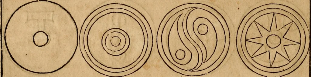 An illustration from Notitia vtraqve cvm orientis tvm occidentis vltra Arcadii Honoriiqve Cæsarvm tempora, illustre uetustatis monumentum, imò thesaurus prorsum incomparabilis : Præcedit aute D. Andreæ Alciati libellus, De magistratib. ciuilibusq; ac militaribus officijs, partim ex hac ipsa Notitia, partim aliunde desumptus : cvi succedit Descriptio urbis Romæ, quæ sub titulo Pub. Victoris circumfertur : & altera urbis Constantinopolitanæ incerto autore, nunquã antehac typis excusa, imperialium uidelicet ac primariaru sedium utriusq reipub : svbiungitur Notitiis uetustus liber De rebvs bellicis ad Theodosium Aug & filios eius Arcadium atq; Honorium, ut uidetur, scriptus incerto autore : item, ne quid de antiquo exemplari omitteretur, Disputatio Adriani Aug. & Epicteti philosophi, 1552, leaf 125