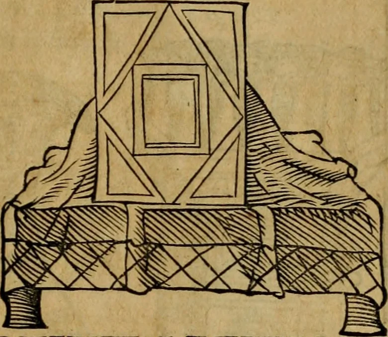 An illustration from Notitia vtraqve cvm orientis tvm occidentis vltra Arcadii Honoriiqve Cæsarvm tempora, illustre uetustatis monumentum, imò thesaurus prorsum incomparabilis : Præcedit aute D. Andreæ Alciati libellus, De magistratib. ciuilibusq; ac militaribus officijs, partim ex hac ipsa Notitia, partim aliunde desumptus : cvi succedit Descriptio urbis Romæ, quæ sub titulo Pub. Victoris circumfertur : & altera urbis Constantinopolitanæ incerto autore, nunquã antehac typis excusa, imperialium uidelicet ac primariaru sedium utriusq reipub : svbiungitur Notitiis uetustus liber De rebvs bellicis ad Theodosium Aug & filios eius Arcadium atq; Honorium, ut uidetur, scriptus incerto autore : item, ne quid de antiquo exemplari omitteretur, Disputatio Adriani Aug. & Epicteti philosophi, 1552, leaf 142