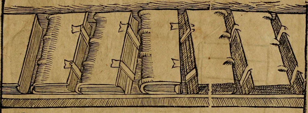 An illustration from Notitia vtraqve cvm orientis tvm occidentis vltra Arcadii Honoriiqve Cæsarvm tempora, illustre uetustatis monumentum, imò thesaurus prorsum incomparabilis : Præcedit aute D. Andreæ Alciati libellus, De magistratib. ciuilibusq; ac militaribus officijs, partim ex hac ipsa Notitia, partim aliunde desumptus : cvi succedit Descriptio urbis Romæ, quæ sub titulo Pub. Victoris circumfertur : & altera urbis Constantinopolitanæ incerto autore, nunquã antehac typis excusa, imperialium uidelicet ac primariaru sedium utriusq reipub : svbiungitur Notitiis uetustus liber De rebvs bellicis ad Theodosium Aug & filios eius Arcadium atq; Honorium, ut uidetur, scriptus incerto autore : item, ne quid de antiquo exemplari omitteretur, Disputatio Adriani Aug. & Epicteti philosophi, 1552, leaf 146