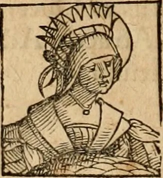 An illustration from Notitia vtraqve cvm orientis tvm occidentis vltra Arcadii Honoriiqve Cæsarvm tempora, illustre uetustatis monumentum, imò thesaurus prorsum incomparabilis : Præcedit aute D. Andreæ Alciati libellus, De magistratib. ciuilibusq; ac militaribus officijs, partim ex hac ipsa Notitia, partim aliunde desumptus : cvi succedit Descriptio urbis Romæ, quæ sub titulo Pub. Victoris circumfertur : & altera urbis Constantinopolitanæ incerto autore, nunquã antehac typis excusa, imperialium uidelicet ac primariaru sedium utriusq reipub : svbiungitur Notitiis uetustus liber De rebvs bellicis ad Theodosium Aug & filios eius Arcadium atq; Honorium, ut uidetur, scriptus incerto autore : item, ne quid de antiquo exemplari omitteretur, Disputatio Adriani Aug. & Epicteti philosophi, 1552, leaf 153