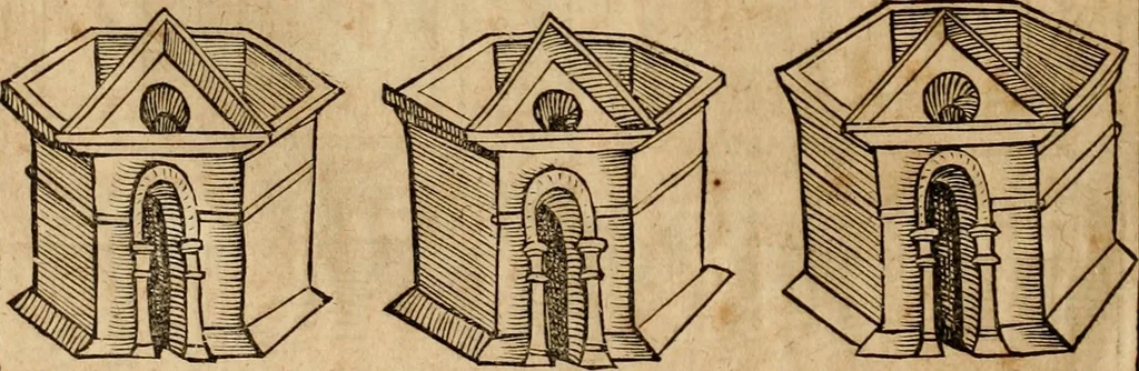 An illustration from Notitia vtraqve cvm orientis tvm occidentis vltra Arcadii Honoriiqve Cæsarvm tempora, illustre uetustatis monumentum, imò thesaurus prorsum incomparabilis : Præcedit aute D. Andreæ Alciati libellus, De magistratib. ciuilibusq; ac militaribus officijs, partim ex hac ipsa Notitia, partim aliunde desumptus : cvi succedit Descriptio urbis Romæ, quæ sub titulo Pub. Victoris circumfertur : & altera urbis Constantinopolitanæ incerto autore, nunquã antehac typis excusa, imperialium uidelicet ac primariaru sedium utriusq reipub : svbiungitur Notitiis uetustus liber De rebvs bellicis ad Theodosium Aug & filios eius Arcadium atq; Honorium, ut uidetur, scriptus incerto autore : item, ne quid de antiquo exemplari omitteretur, Disputatio Adriani Aug. & Epicteti philosophi, 1552, leaf 167