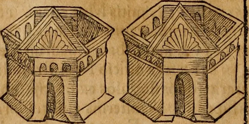 An illustration from Notitia vtraqve cvm orientis tvm occidentis vltra Arcadii Honoriiqve Cæsarvm tempora, illustre uetustatis monumentum, imò thesaurus prorsum incomparabilis : Præcedit aute D. Andreæ Alciati libellus, De magistratib. ciuilibusq; ac militaribus officijs, partim ex hac ipsa Notitia, partim aliunde desumptus : cvi succedit Descriptio urbis Romæ, quæ sub titulo Pub. Victoris circumfertur : & altera urbis Constantinopolitanæ incerto autore, nunquã antehac typis excusa, imperialium uidelicet ac primariaru sedium utriusq reipub : svbiungitur Notitiis uetustus liber De rebvs bellicis ad Theodosium Aug & filios eius Arcadium atq; Honorium, ut uidetur, scriptus incerto autore : item, ne quid de antiquo exemplari omitteretur, Disputatio Adriani Aug. & Epicteti philosophi, 1552, leaf 169