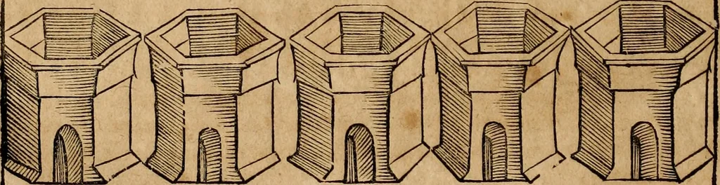 An illustration from Notitia vtraqve cvm orientis tvm occidentis vltra Arcadii Honoriiqve Cæsarvm tempora, illustre uetustatis monumentum, imò thesaurus prorsum incomparabilis : Præcedit aute D. Andreæ Alciati libellus, De magistratib. ciuilibusq; ac militaribus officijs, partim ex hac ipsa Notitia, partim aliunde desumptus : cvi succedit Descriptio urbis Romæ, quæ sub titulo Pub. Victoris circumfertur : & altera urbis Constantinopolitanæ incerto autore, nunquã antehac typis excusa, imperialium uidelicet ac primariaru sedium utriusq reipub : svbiungitur Notitiis uetustus liber De rebvs bellicis ad Theodosium Aug & filios eius Arcadium atq; Honorium, ut uidetur, scriptus incerto autore : item, ne quid de antiquo exemplari omitteretur, Disputatio Adriani Aug. & Epicteti philosophi, 1552, leaf 171