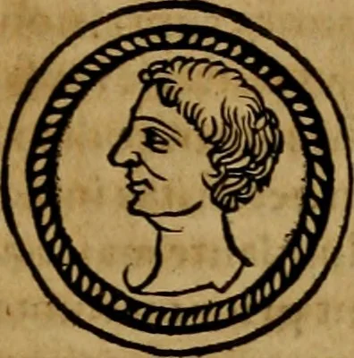 An illustration from Notitia vtraqve cvm orientis tvm occidentis vltra Arcadii Honoriiqve Cæsarvm tempora, illustre uetustatis monumentum, imò thesaurus prorsum incomparabilis : Præcedit aute D. Andreæ Alciati libellus, De magistratib. ciuilibusq; ac militaribus officijs, partim ex hac ipsa Notitia, partim aliunde desumptus : cvi succedit Descriptio urbis Romæ, quæ sub titulo Pub. Victoris circumfertur : & altera urbis Constantinopolitanæ incerto autore, nunquã antehac typis excusa, imperialium uidelicet ac primariaru sedium utriusq reipub : svbiungitur Notitiis uetustus liber De rebvs bellicis ad Theodosium Aug & filios eius Arcadium atq; Honorium, ut uidetur, scriptus incerto autore : item, ne quid de antiquo exemplari omitteretur, Disputatio Adriani Aug. & Epicteti philosophi, 1552, leaf 198