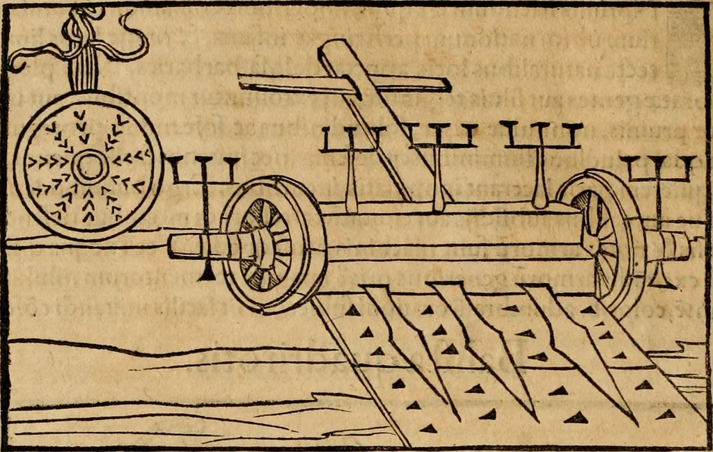 An illustration from Notitia vtraqve cvm orientis tvm occidentis vltra Arcadii Honoriiqve Cæsarvm tempora, illustre uetustatis monumentum, imò thesaurus prorsum incomparabilis : Præcedit aute D. Andreæ Alciati libellus, De magistratib. ciuilibusq; ac militaribus officijs, partim ex hac ipsa Notitia, partim aliunde desumptus : cvi succedit Descriptio urbis Romæ, quæ sub titulo Pub. Victoris circumfertur : & altera urbis Constantinopolitanæ incerto autore, nunquã antehac typis excusa, imperialium uidelicet ac primariaru sedium utriusq reipub : svbiungitur Notitiis uetustus liber De rebvs bellicis ad Theodosium Aug & filios eius Arcadium atq; Honorium, ut uidetur, scriptus incerto autore : item, ne quid de antiquo exemplari omitteretur, Disputatio Adriani Aug. & Epicteti philosophi, 1552, leaf 203