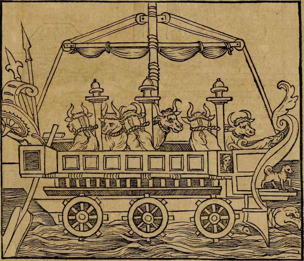 An illustration from Notitia vtraqve cvm orientis tvm occidentis vltra Arcadii Honoriiqve Cæsarvm tempora, illustre uetustatis monumentum, imò thesaurus prorsum incomparabilis : Præcedit aute D. Andreæ Alciati libellus, De magistratib. ciuilibusq; ac militaribus officijs, partim ex hac ipsa Notitia, partim aliunde desumptus : cvi succedit Descriptio urbis Romæ, quæ sub titulo Pub. Victoris circumfertur : & altera urbis Constantinopolitanæ incerto autore, nunquã antehac typis excusa, imperialium uidelicet ac primariaru sedium utriusq reipub : svbiungitur Notitiis uetustus liber De rebvs bellicis ad Theodosium Aug & filios eius Arcadium atq; Honorium, ut uidetur, scriptus incerto autore : item, ne quid de antiquo exemplari omitteretur, Disputatio Adriani Aug. & Epicteti philosophi, 1552, leaf 210